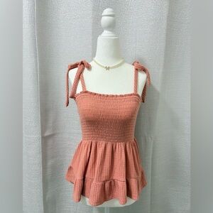 Lazy Sundays Women’s Smocked Babydoll Crop Top Size Medium coquette balletcore